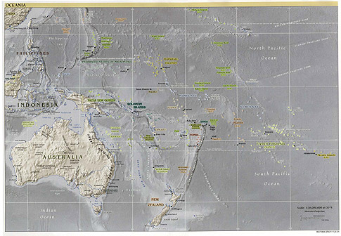 Oceania relief map
