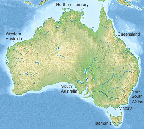 australia relief map