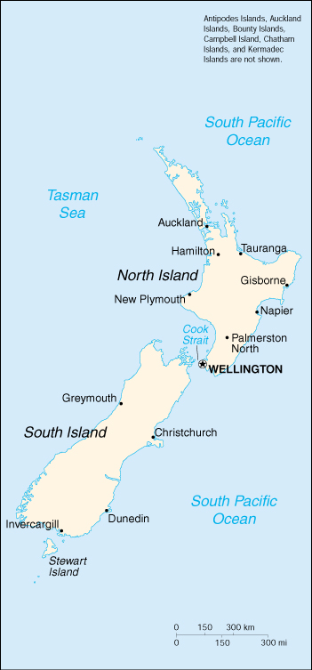 New Zealand political map