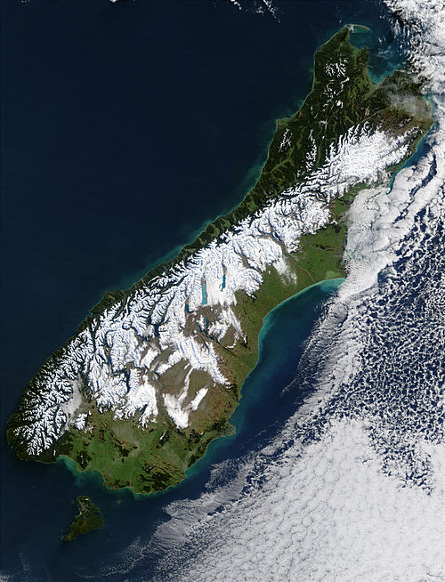 New Zealand satellite image taken in winter